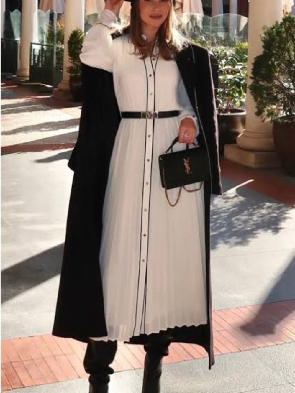 Zara Ivory Maxi Dress with Black Trim
